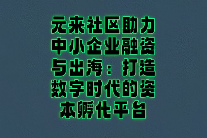 元来社区助力中小企业融资与出海：打造数字时代的资本孵化平台(图1)